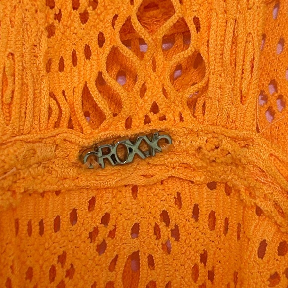 Roxy Orange Crochet Bathing Suit Beach CoverUp Dress Size Small - Picture 3 of 8